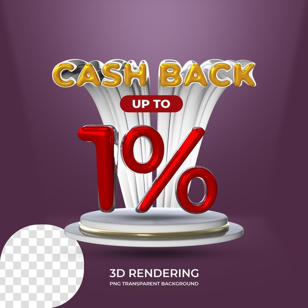 Verkaufsförderung poster vorlage cashback 1 prozent 3d-rendering