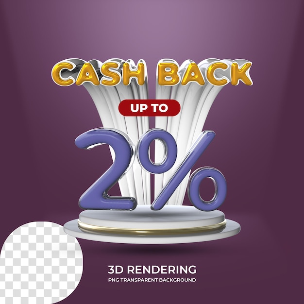 Verkaufsförderung Poster Vorlage Cashback 2 Prozent 3D-Rendering