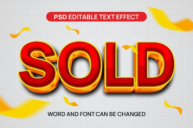 Verkaufter texteffekt 3d psd