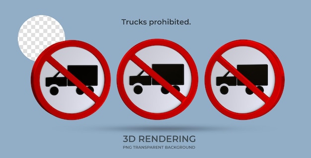 Verkehrszeichen LKWs verboten 3D-Rendering transparenten Hintergrund