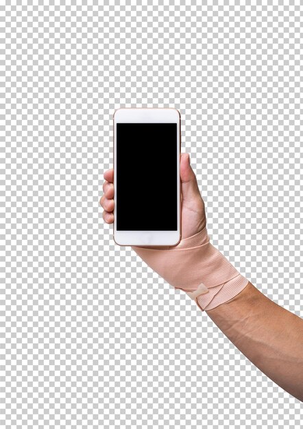 PSD verletzte handabdeckung mit elastischem verband halten smartphone