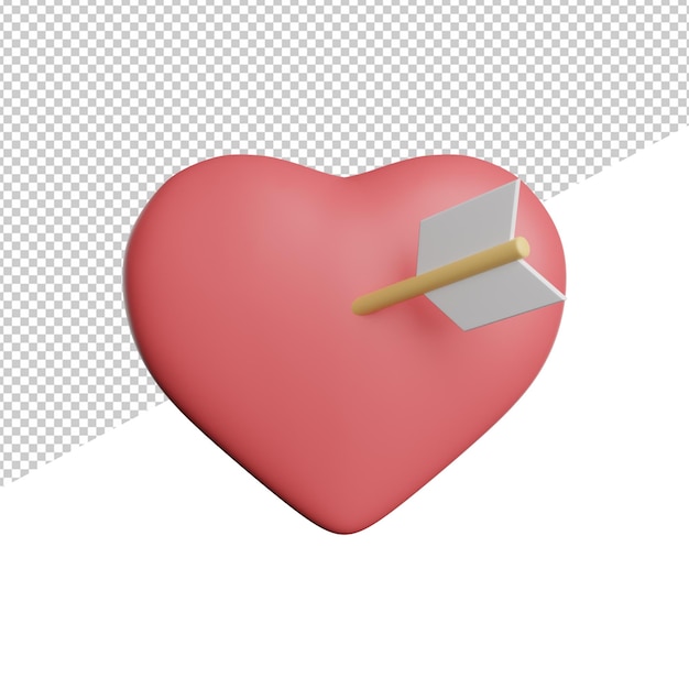 Verlieben vorderansicht 3d-rendering symbol illustration auf transparentem hintergrund