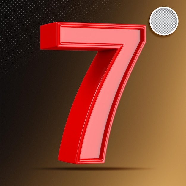 Vermelho 3D Número 7