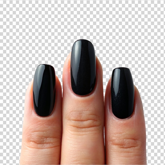 Vernis à Ongles Noir Sur Une Main Sur Un Fond Transparent