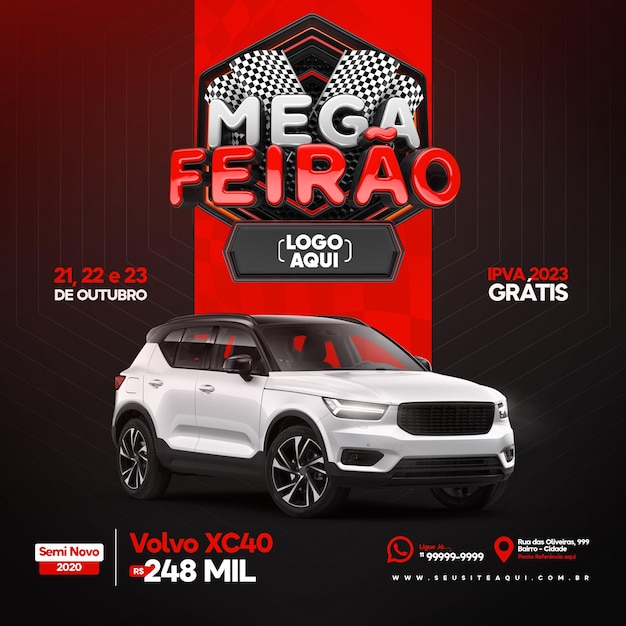 Veröffentlichen sie eine social-media-mega-messe in portugiesischer 3d-renderkampagne in brasilien