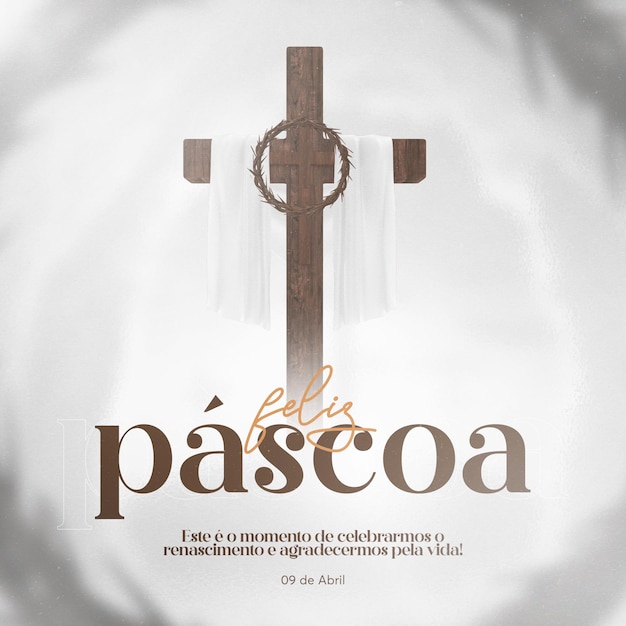 Veröffentlichen Sie frohe Ostern für das Christentum in den sozialen Medien in portugiesischer 3D-Darstellung