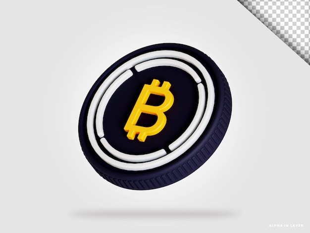 Verpackte Bitcoin wbtc-Kryptowährungsmünze 3D-Rendering isoliert