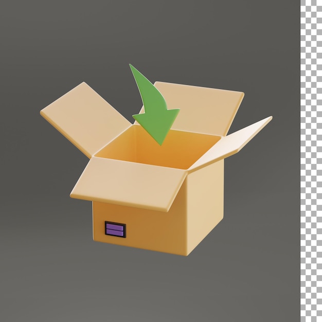 Verpackung in eine Box 3D-Darstellung