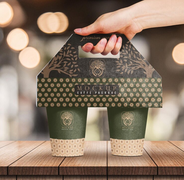 PSD verpackungsmodell kaffeetassen zum mitnehmen isolierte psd