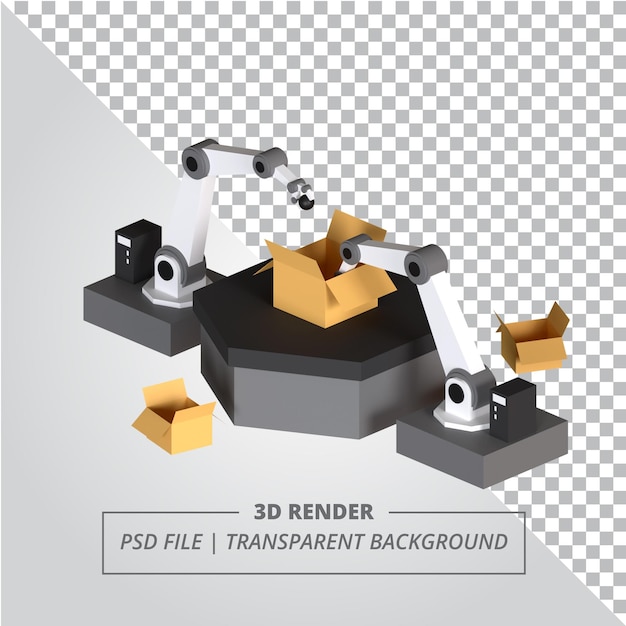 PSD verpackungsroboter isometrisches 3d-renderer