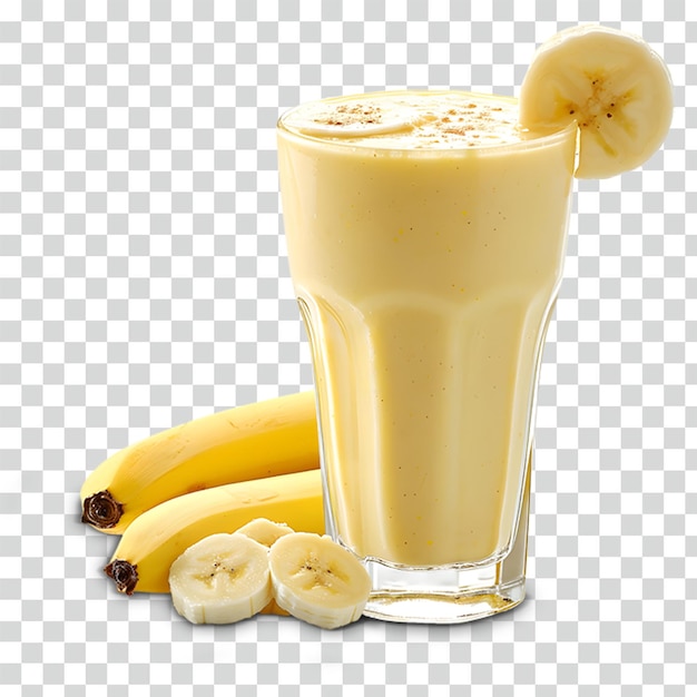 verre de banane Shake avec des morceaux de banane
