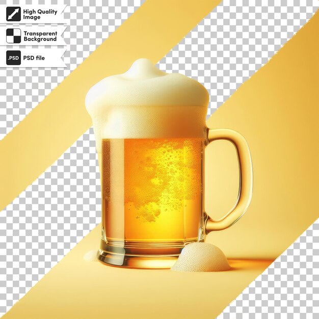 PSD un verre de bière psd avec un fond transparent en orge