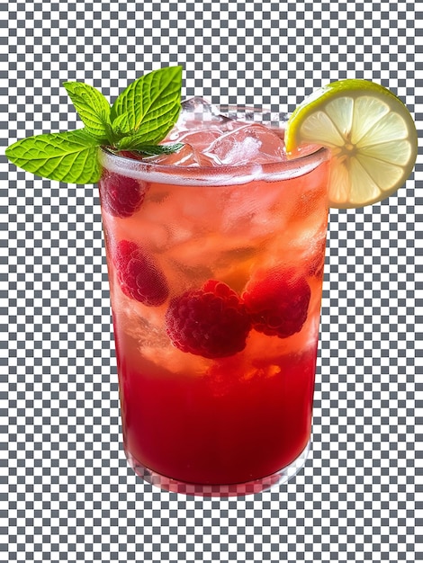 Verre à Boire De Limonade De Framboise Fraîche Avec Des Tranches Isolées Sur Un Fond Transparent