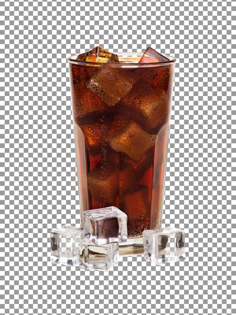 PSD un verre de boisson au cola avec des glaçons isolés sur fond transparent