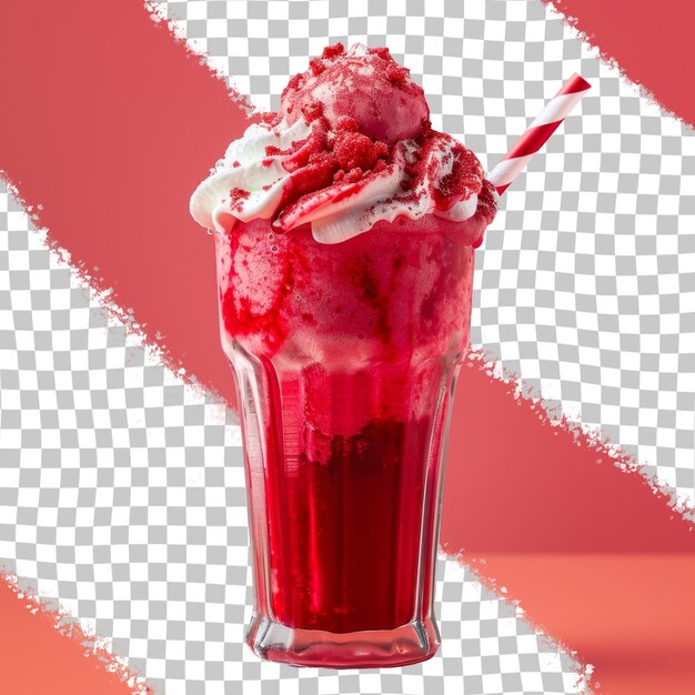 PSD un verre de boisson de framboise rouge avec un fond rouge