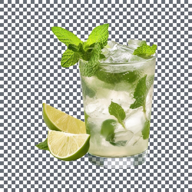 PSD verre de boisson mojito frais isolé sur fond transparent