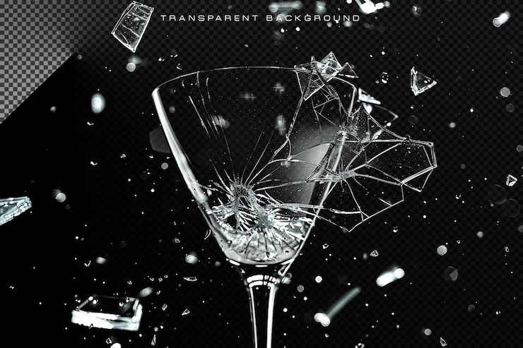 PSD verre cassé transparent