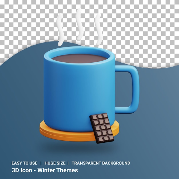 PSD un verre de chocolat chaud illustration 3d avec fond transparent