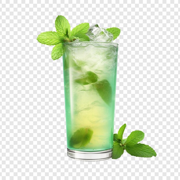 PSD un verre de cocktail à la menthe délicieux isolé sur un fond transparent