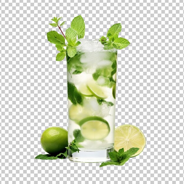 PSD verre de cocktail à la menthe délicieux isolé sur un fond transparent