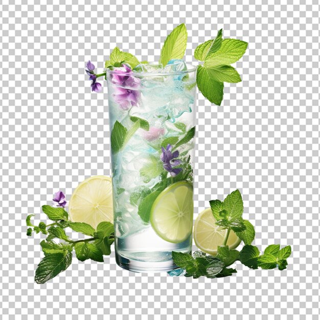 PSD verre de cocktail à la menthe délicieux isolé sur un fond transparent