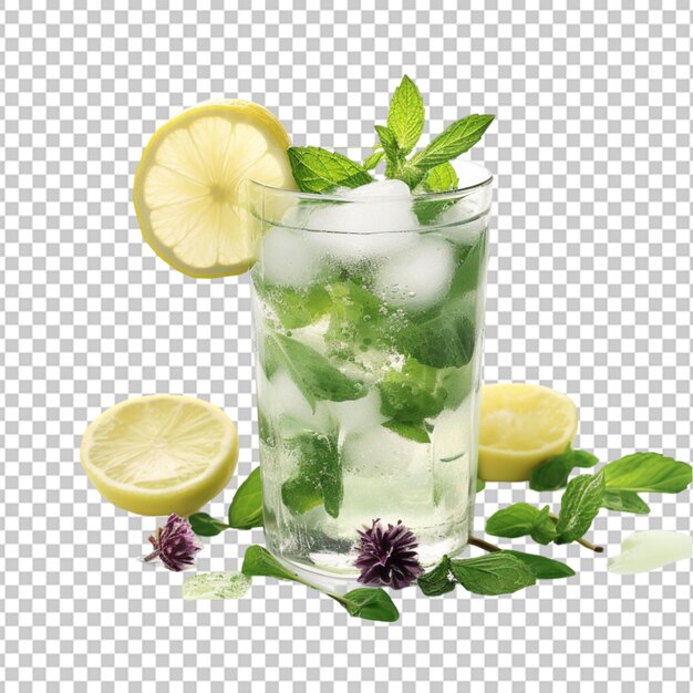 PSD verre de cocktail à la menthe délicieux isolé sur un fond transparent