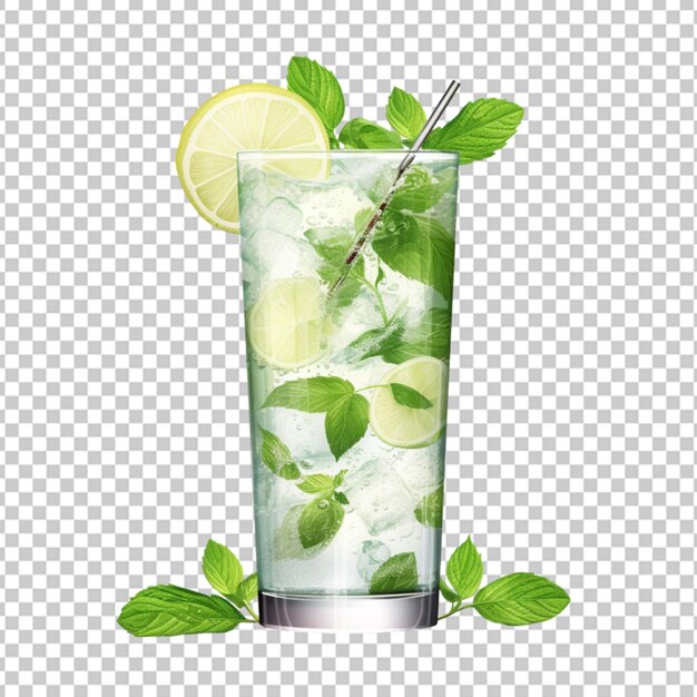 PSD verre de cocktail à la menthe délicieux isolé sur un fond transparent