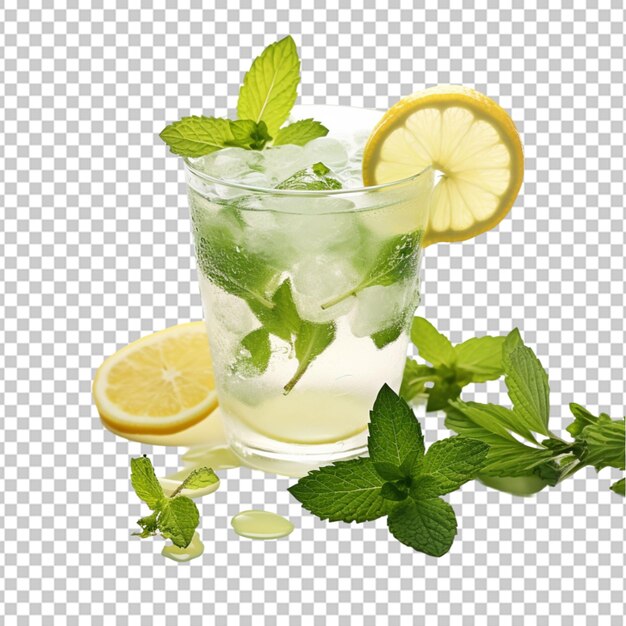 PSD verre de cocktail à la menthe délicieux isolé sur un fond transparent