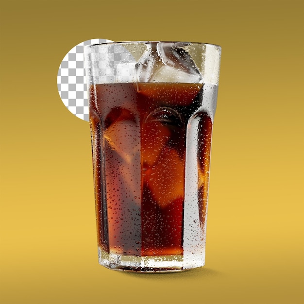 PSD verre de cola avec de la glace isolé sur la transparence