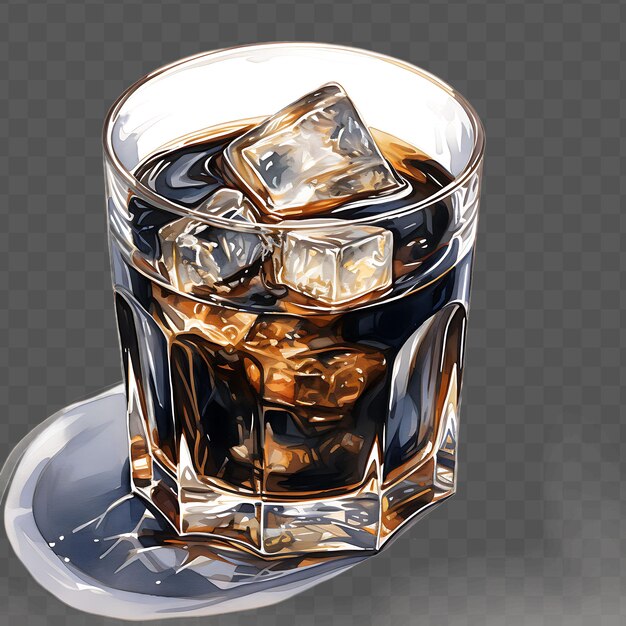 Un Verre De Cubes De Glace Est Assis Sur Un Coaster