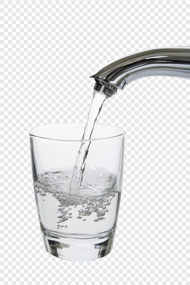 PSD un verre d'eau est versé dans un verre clair