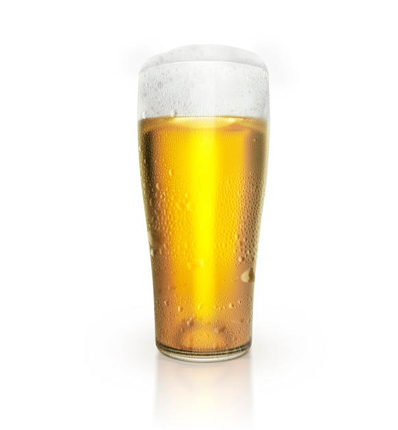 PSD verre avec un fond transparent de bière