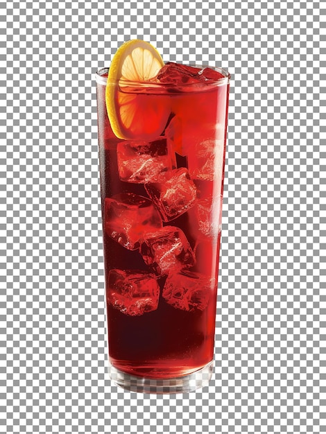 PSD un verre glacé d'hibiscus rouge délicieux isolé sur un fond transparent