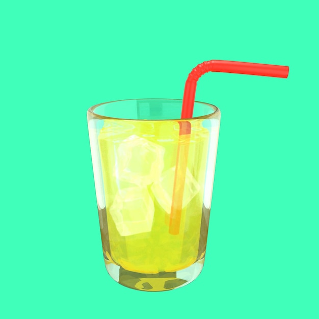 PSD un verre de jus de citron frais 3d