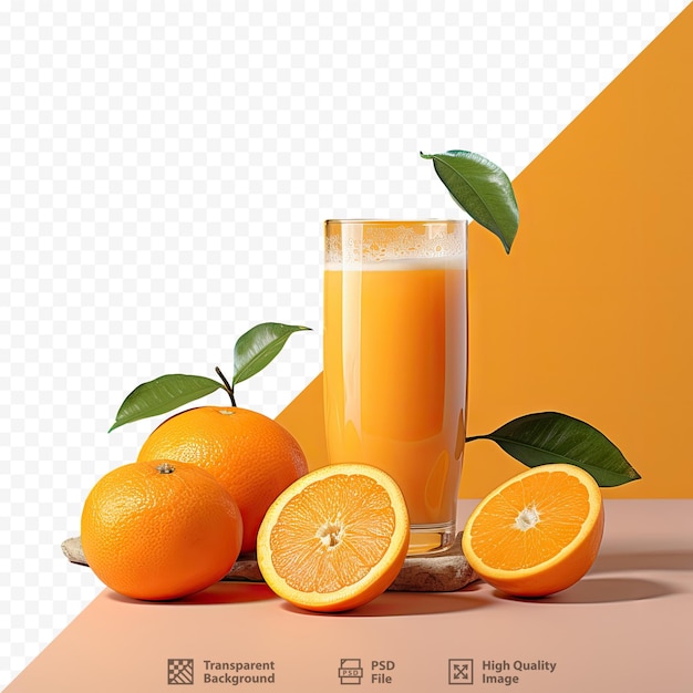 PSD un verre de jus d'orange et une bouteille de jus d'orange