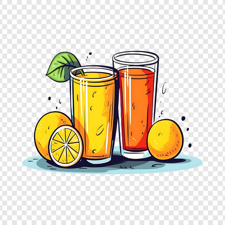 PSD un verre de jus d'orange et de carotte fraîchement pressé