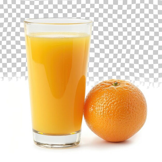 PSD un verre de jus d'orange à côté d'une orange