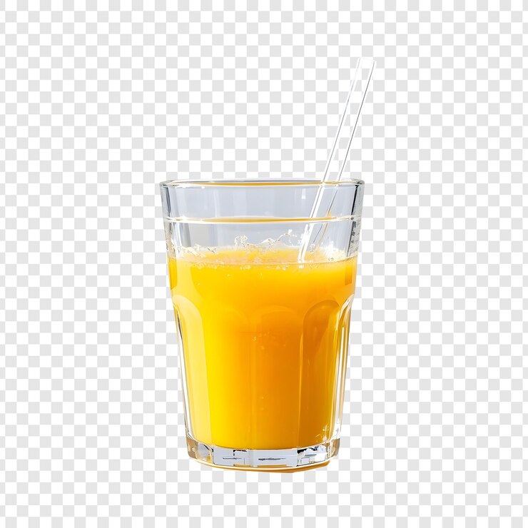 PSD un verre de jus d'orange frais isolé sur un fond transparent