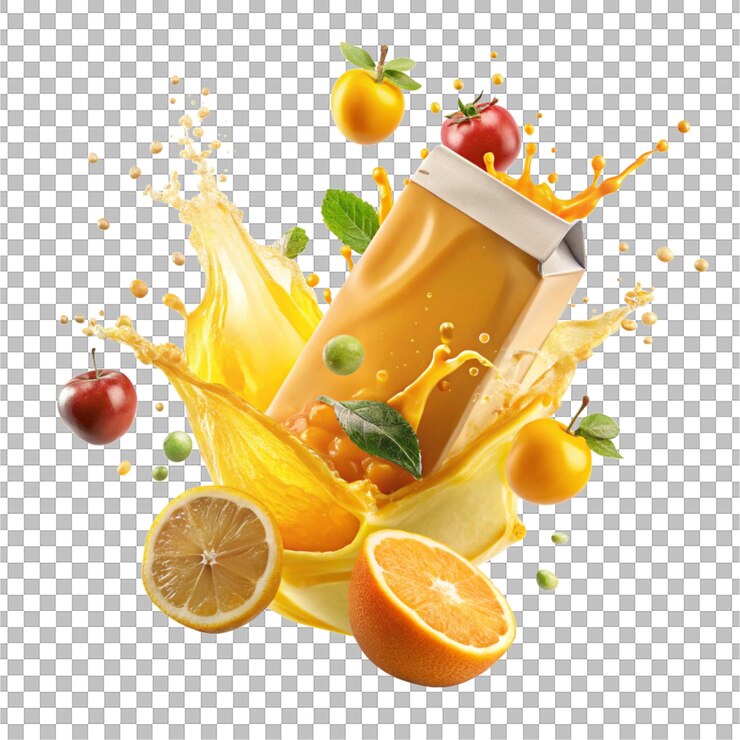 PSD un verre de jus d'orange avec les mots miel dessus