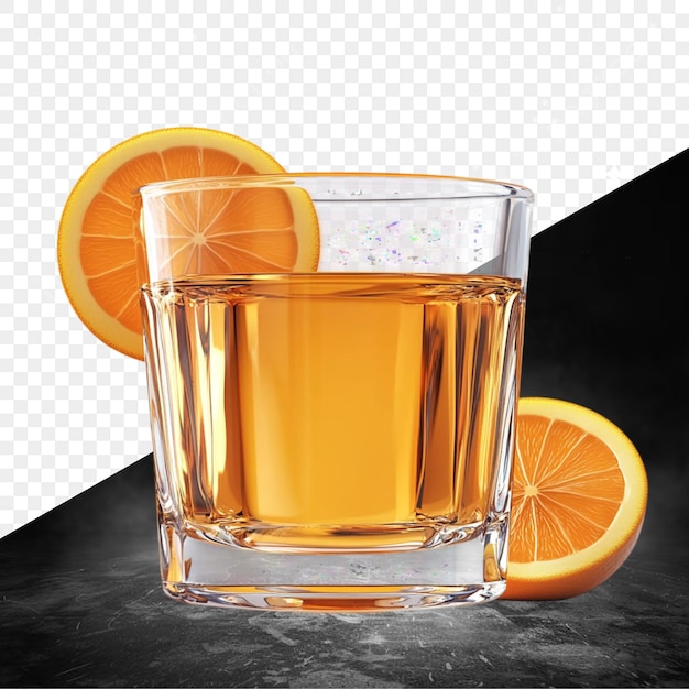 un verre de jus d'orange avec des tranches d'oranges