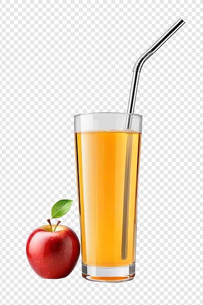 Verre De Jus De Pomme Frais Isolé Sur Un Fond Transparent