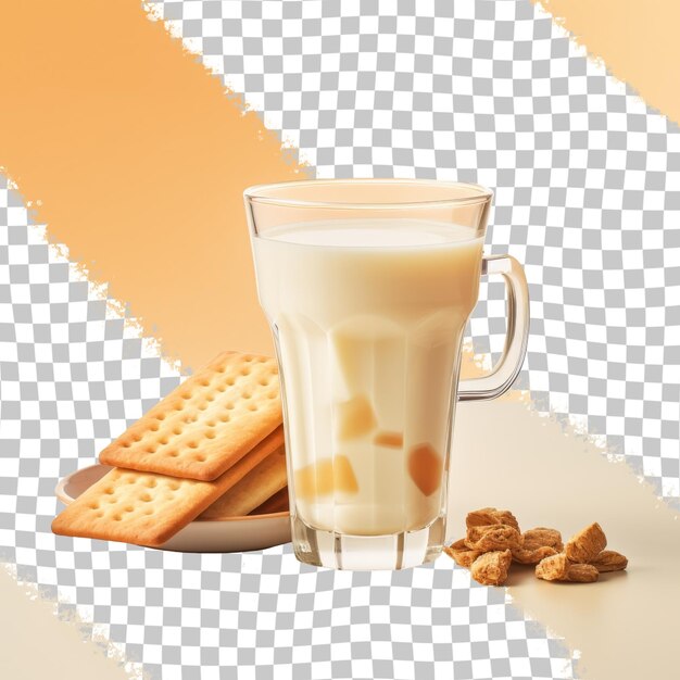 Un Verre De Lait Avec Un Biscuit Et Des Biscuits Dessus