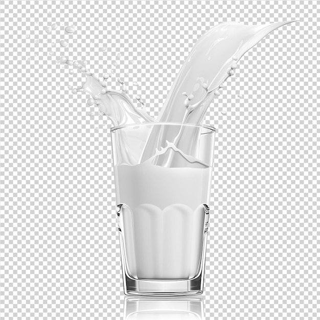 Un Verre De Lait Avec Du Lait Versé Dedans