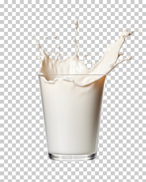 Verre de lait avec splash isolé sur fond transparent ou blanc png