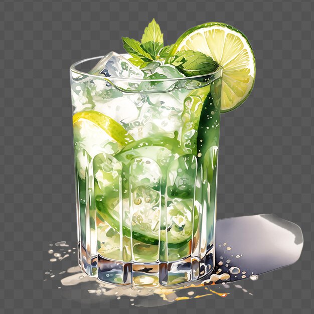 PSD un verre de limonade avec du citron et du citron vert