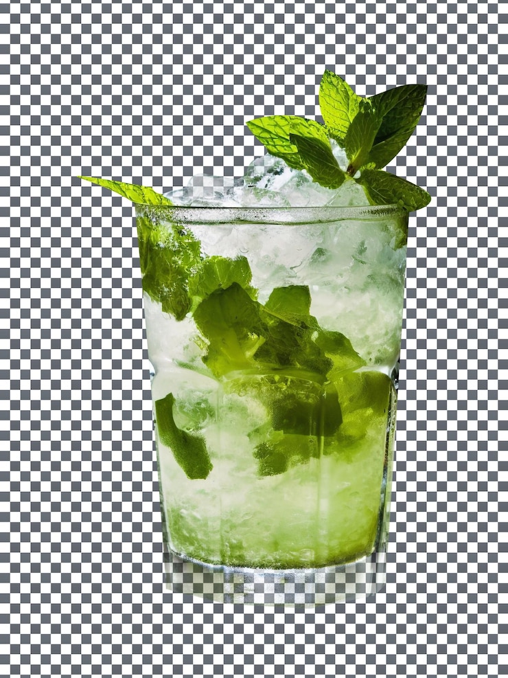 PSD un verre de mojito à la noix de coco rafraîchissant isolé sur un fond transparent