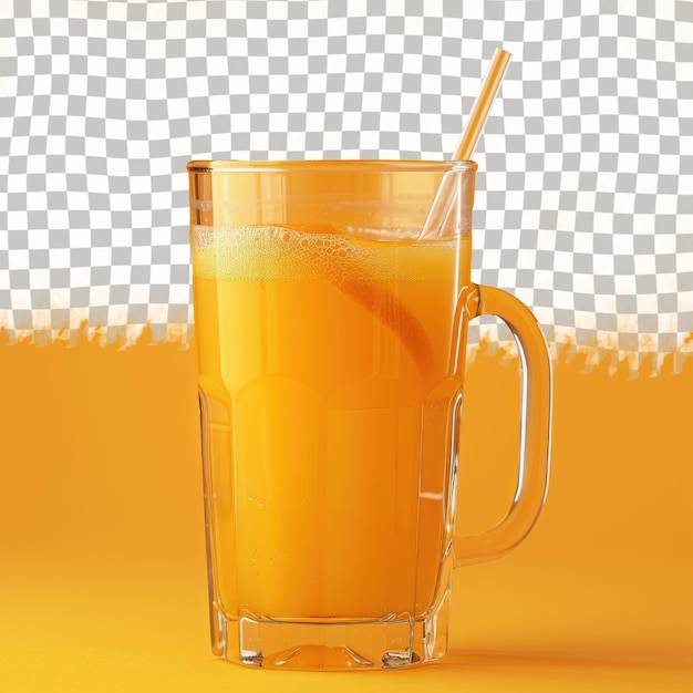 PSD un verre avec une paille qui dit jus d'orange