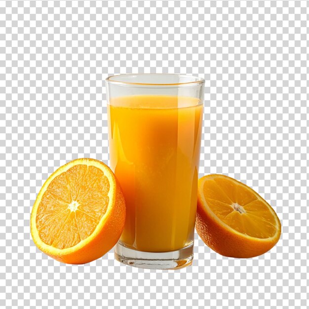 PSD un verre rafraîchissant de jus d'orange sur un fond transparent