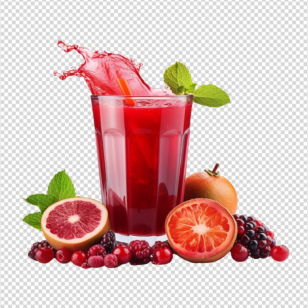 PSD verre réaliste de jus rouge isolé sur fond transparent png