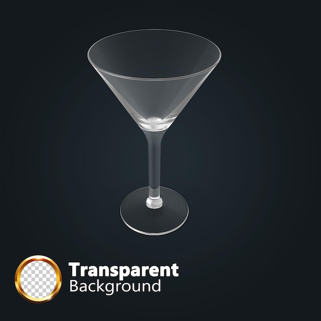 verre à vin et verre transparent tasses vides de différentes formes rendu 3d sur fond transparent